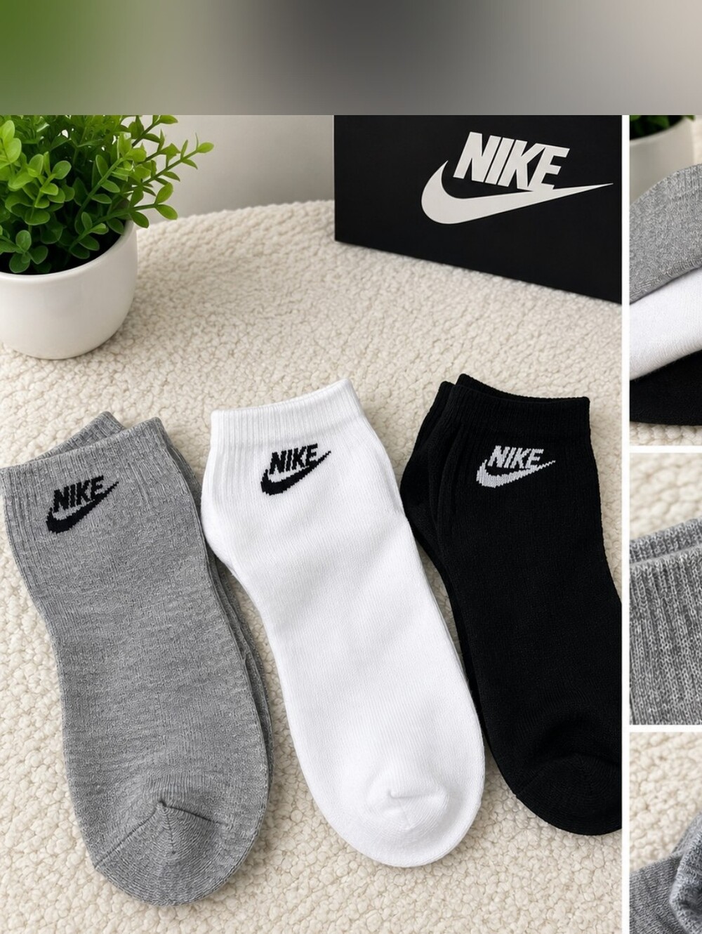 Nike Low-Cut Athletic Sock Trio - White, Black, Gray